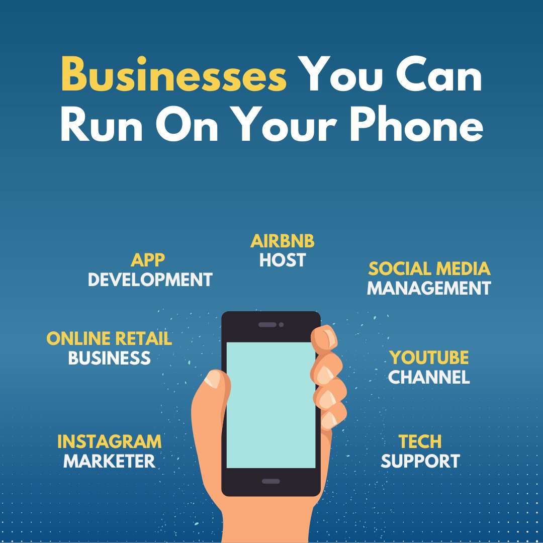 cloudsafe_au's tweet photo. If you want to start a business from home without putting a lot of investment into equipment, here are some businesses you can start with just a smartphone.

SHARE IF YOU AGREE. https://t.co/9CRWchiB0c