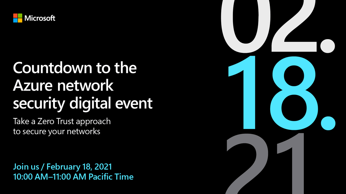 msftsecurity's tweet photo. Don’t miss out on the #AzureNetworkSecurity digital event—learn how a Zero Trust approach with Azure can help your network security. Register now: https://t.co/Vk3KuZ1xU4 https://t.co/99AfrAZopC