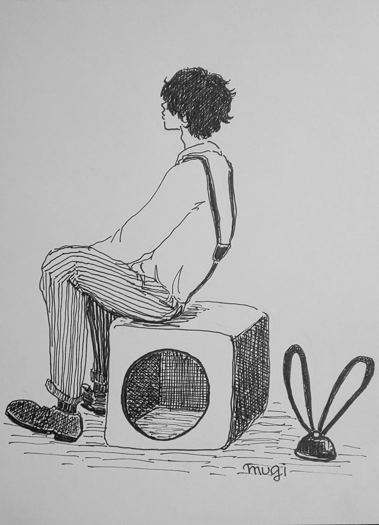 Mugimugi むぎ ちょっと病弱なセブンティーン もうすぐ記念日だってことで 色々と描いてた中 ちょっと良さげなの出来たので ペン入れしてみてたりして 安定のフライング 米津玄師 ゴーゴー幽霊船 ペン画 イメージアート ファン