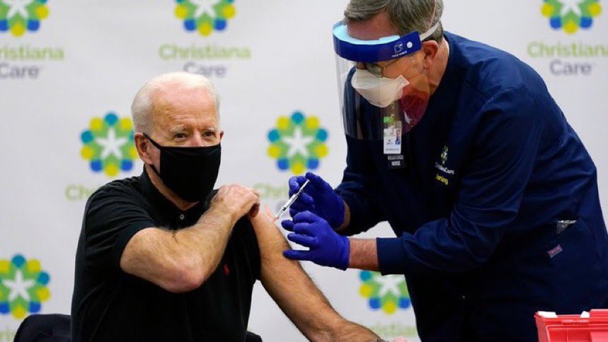 JoeConchaTV's tweet photo. Here’s Biden getting the vaccine he claimed didn’t exist before he took office. Pretty easy one to fact-check... https://t.co/GhPGrdLUD8