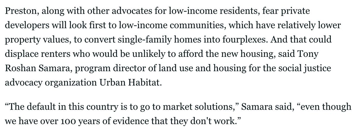 the market doesn't work! it's also the primary mechanism for development. even our subsidized funding is hopelessly tied to it.that is the contradiction us LeFt NiMbYs must and do painfully work through, where many Housing Twitter ppl can, and do, choose to ignore itmoving on