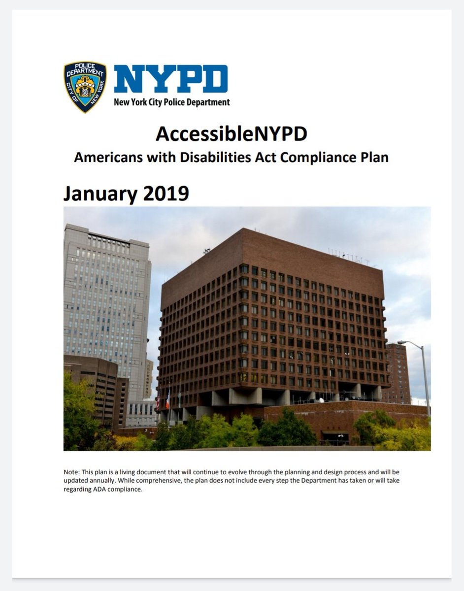 placardabuse's tweet image. If you want to see some full-blown corruption, look no further than "AccessibleNYPD," the @NYPDnews's fake compliance plan for the Americans with Disabilities Act.
This requires federal intervention @CivilRights @TheJusticeDept.
Thread below.