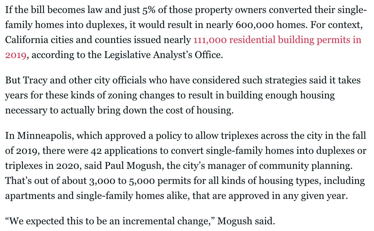 IMO ppl should not worry so much about fourplexing b/c it is so incremental in practice. & there are options to rent control subdivisions even under Costa-Hawkins, which we should explore!in the long run, rent control >>>>> means-tested, deed-restricted inclusionary zoning