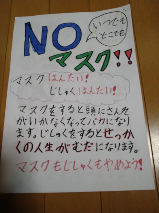 賛否両論 小学生が ノーマスク を主張 手書きのビラを公園で配る 大人にやらされてる感 子供巻き込むな まとめダネ