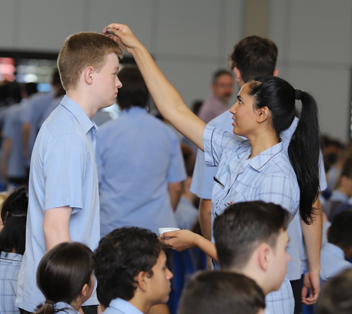 Ash Wednesday Mass with our St Helena's of the Parish Youth Ministers sprinkling ashes on the heads of our Holy Cross College students as per Pope Francis' instructions for this year. We ask for forgiveness as we commence our season of Lent.