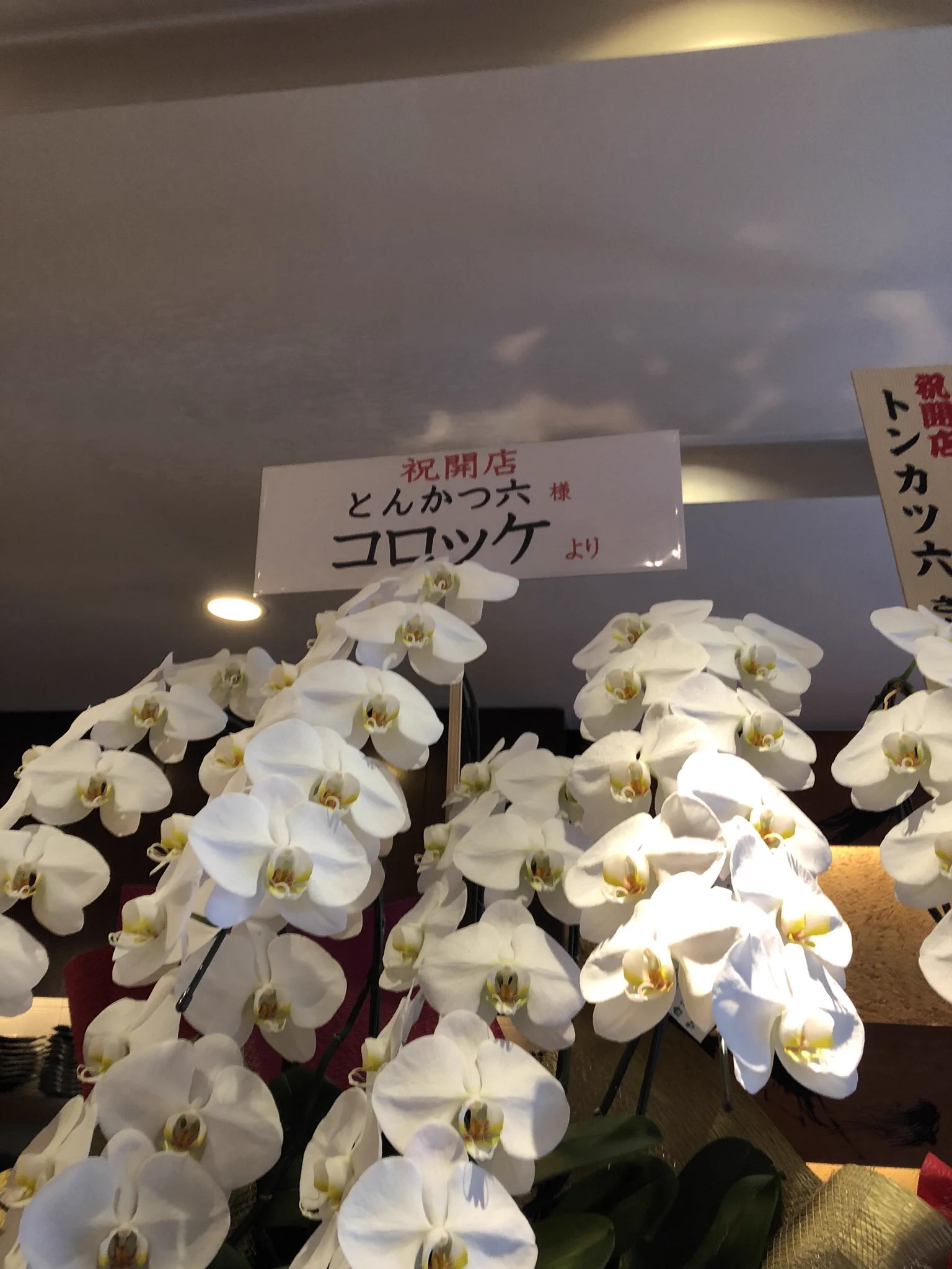 とんかつ屋に花を贈るコロッケ  