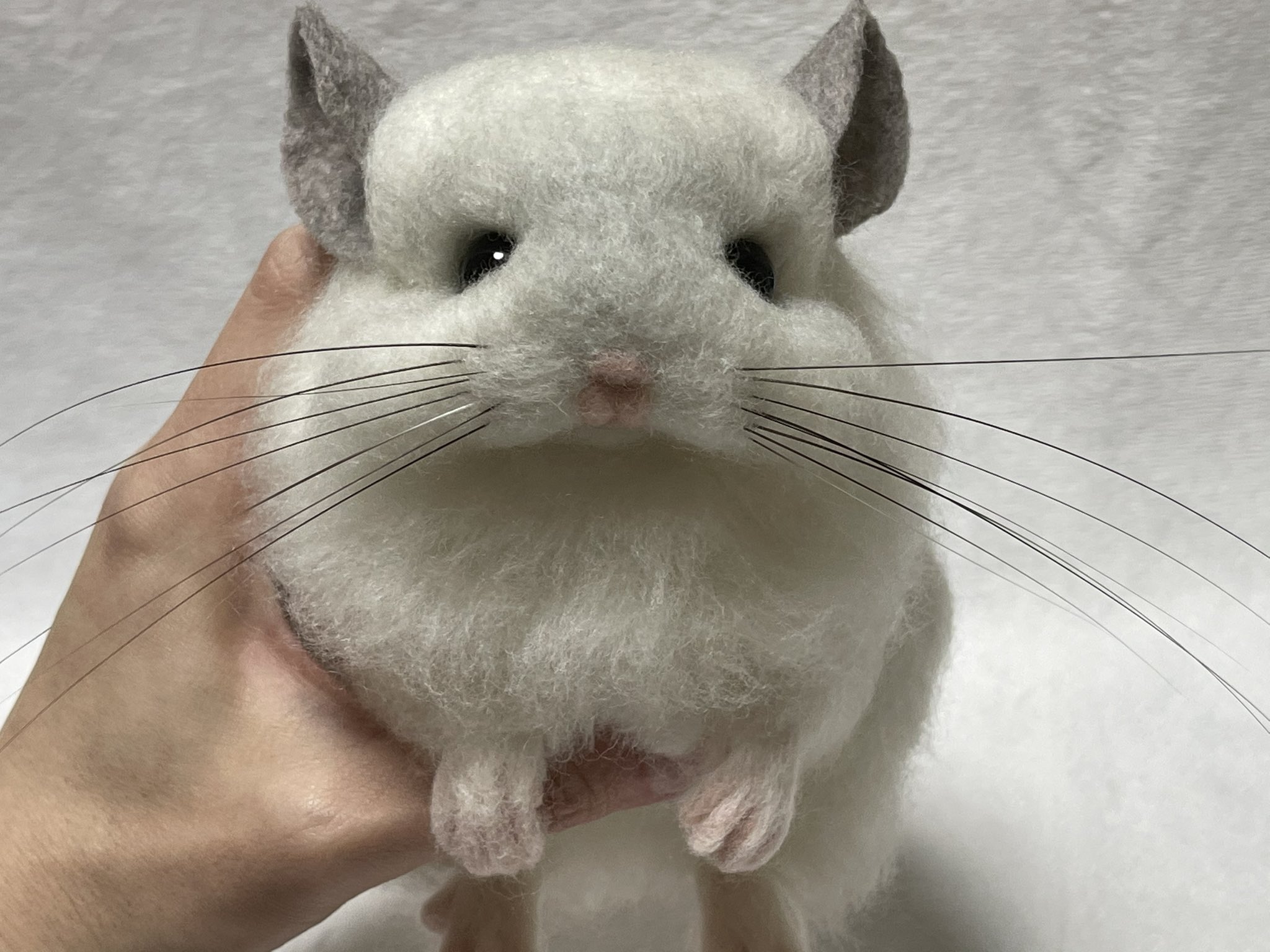 羊毛フェルト チンチラ(グレー) チンチラの羊毛フェルトマスコット