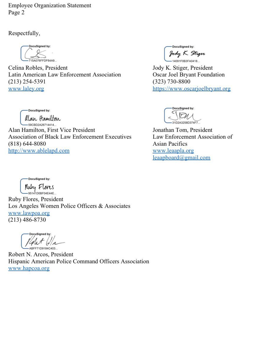 We stand together with Los Angeles Police Department’s employee organizations in solidarity in denouncing any behavior, statements, or actions motivated by prejudice, discrimination, or racism. <a href="/HAPCOALA/">HAPCOALA</a>