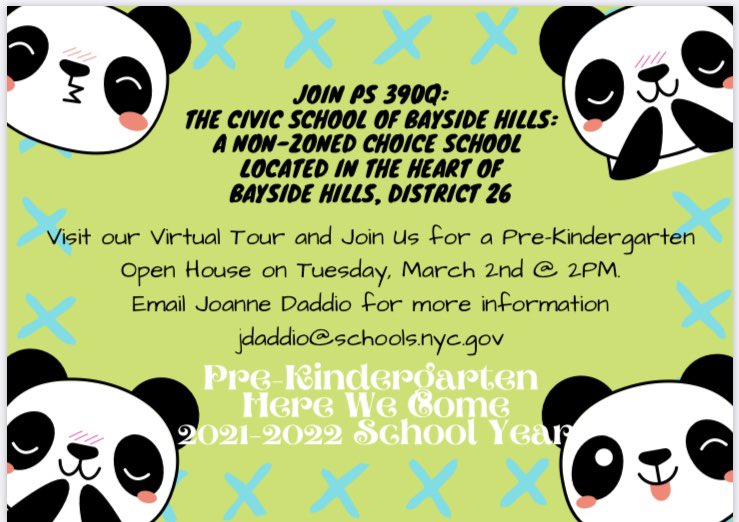 PS390Q's tweet photo. The Pre-Kindergarten Application Process has Opened! Welcoming all Innovators, Change Agents, and Trailblazers to be apart of the @PS390Q Family! #DevelopLeadInspireWithUs #LeaderVoice https://t.co/AaoR2uGPWD