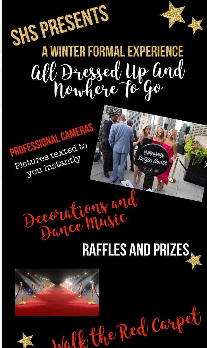 SHS Student Council Presents...
"All Dressed Up and No Where To Go"
Sign-up for your time slot to make special memories of this school year! See Schoology for more information &amp; sign-up! #weareshs <a href="/SaxonActivities/">Saxon Activities</a> <a href="/Siegie_Saxon/">Schaumburg H. S.</a> Sign-ups are first come, first serve! 📸