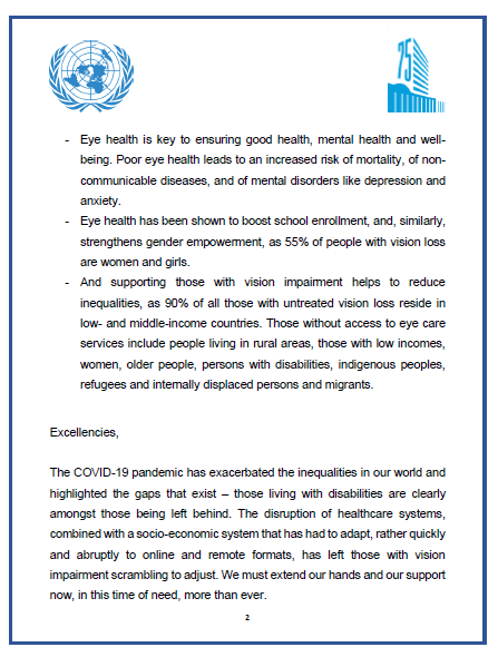 UN_PGA's tweet photo. Like so many others living with a disability, the loss or impairment of eyesight has a direct impact on health & well-being. I commend the #UN โFriends of Visionโ for continuing to elevate the importance of this issue, especially now in the context of the global pandemic. https://t.co/uNH4dVQmiy