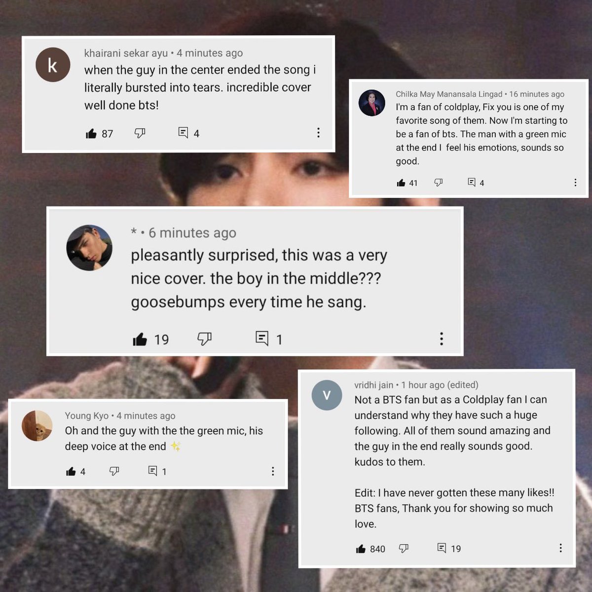 V Sns Locals Non Fans And Coldplay Fans Being Whipped For Taehyung S Vocals In The Comment Section Of Bts Fix You Performance For Mtv Unplugged On Youtube Love Seeing His Beautiful