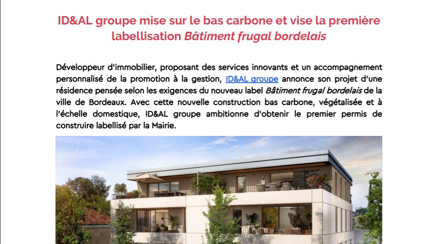 Soutenu par la ville de <a href="/Bordeaux/">Bordeaux</a>, nous envisageons d'obtenir le 1er permis de construire sous le label Bâtiment Frugal Bordelais pour notre projet NOUVEL'AIR. 
Une résidence bas carbone, végétalisée et à l’échelle domestique.

👉Pour en savoir + : bit.ly/2OZ02LE