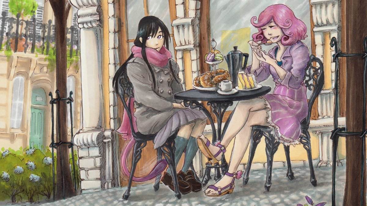 NoragamiTravel's tweet photo. Up next we have this beautiful traditional illustration by Twitchi of Hiyori and Kofuku visiting a cafe in France 🌸☕️

#noragami https://t.co/SPus2IffyJ