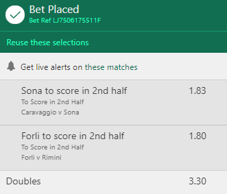 TippingTony's tweet photo. 🏆 #InplayDouble
A little 1pt double taken from todays #KeyStats from Italy
🇮🇹 13:30 - Sona have scored in 100% of away games while Caravaggio have conceded in 100% of home games
🇮🇹 13:30 - Forli have scored in 100% of home games while Rimini have conceded in 100% of away games https://t.co/HLIgd1sQHY