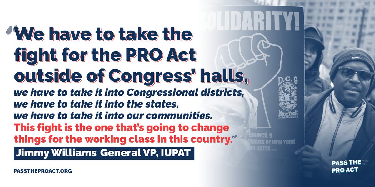 "We have to take the fight for the PRO Act outside the halls of Congress. We have to take it to Congressional districts, we have to take it to the states &amp; our communities. This fight is the one that's going to change things for the working class in this country." -<a href="/Jimmy_iupat/">@jimmy-iupat.bsky.social</a>