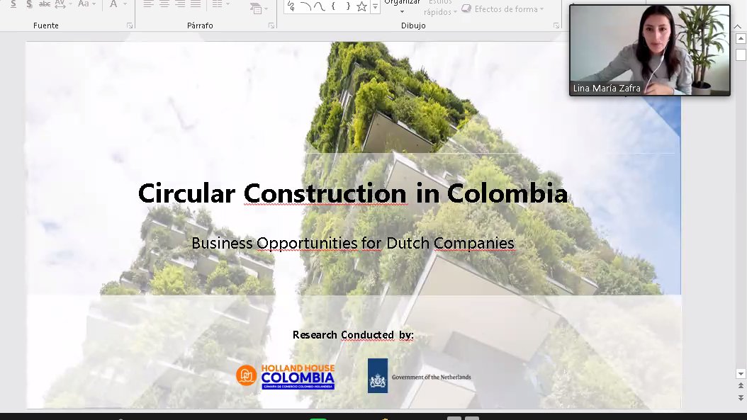HollandHouseCol's tweet photo. #AEstaHora se lleva a cabo el webinar "Circular Construction in Colombia". Evento en el que se presentan las oportunidades de negocio para las compañías holandesas en el sector de construcción en Colombia. Este evento es realizado con el apoyo de @NLinColombia y @RVO_Int_Ond. https://t.co/4LhQyzUSeA