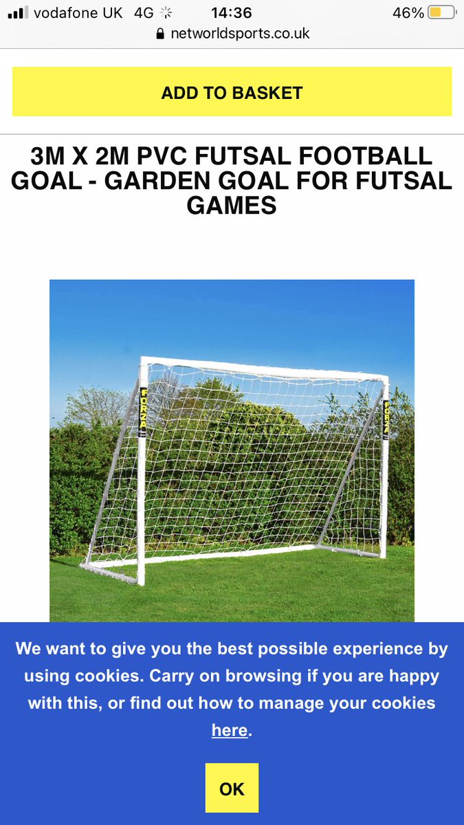 Pair of Futsal Goals for Sale, Samba Style. 

Goal is shown below x2. 

Message for price.