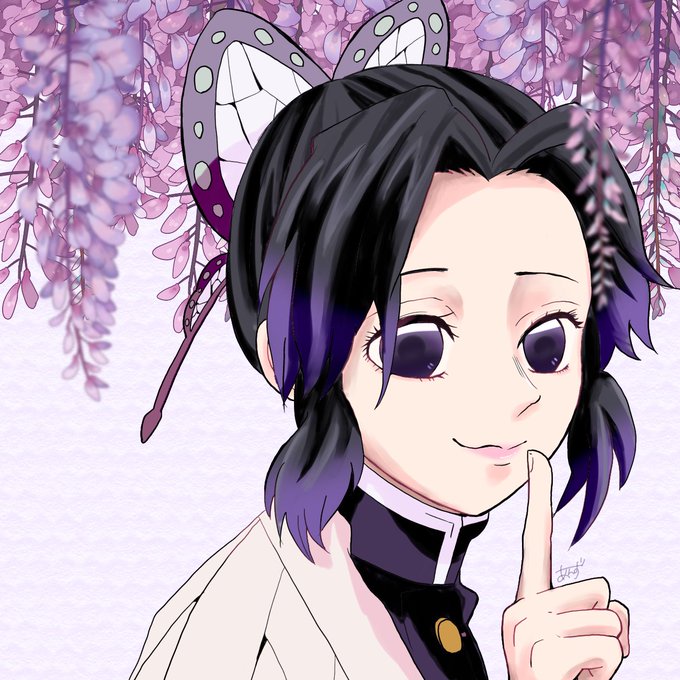 あんずさんがTwitterに投稿した胡蝶しのぶ(鬼滅の刃)のイラスト。