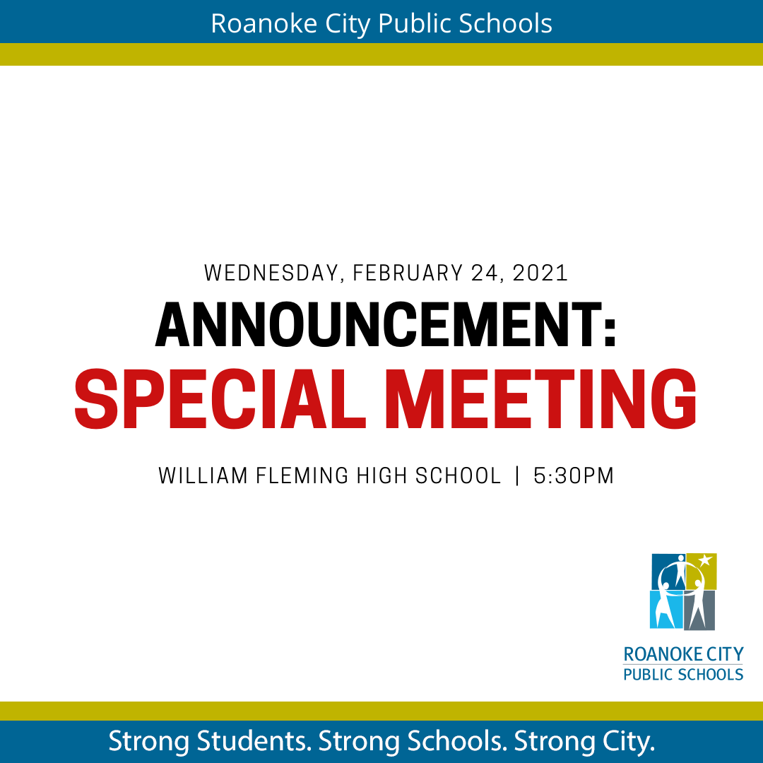 RoanokeSchools's tweet photo. Last night, Administration presented a plan for the remainder of the school year to the School Board. A special meeting is tonight @ 5:30pm @ William Fleming for citizen input. Access details of the meeting,  proposed plan &amp; how to sign up to comment @ https://t.co/YEXUJfAfMR. https://t.co/rLtXrQPmvf
