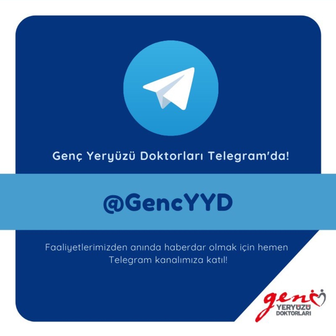 Sağlık alanına odaklanmış insani yardım kuruluşu olan Yeryüzü Doktorları'nın gençliği, geleceği.
Genç Yeryüzü Doktorları Telegram' da :) 
Yapılan etkinliklere telegram kanalımızdan ulaşabilirsiniz. 
#İyilikİçinGençlik
t.me/GencYYD