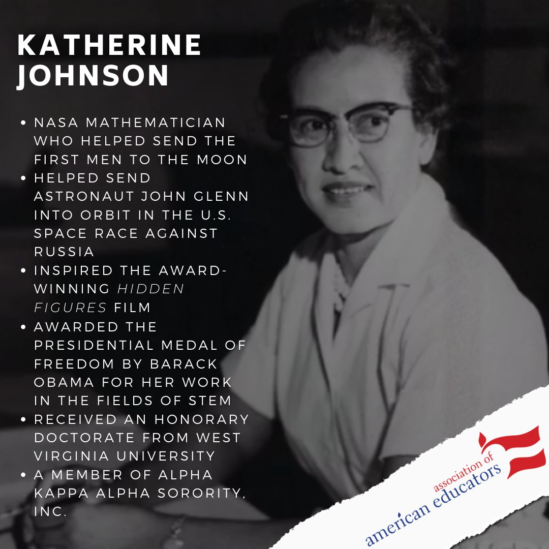 Today, AAE honors Katherine Johnson, a NASA mathematician who helped send the first men to the moon! #BlackHistoryMonth >>> ow.ly/fPin50DIIwf