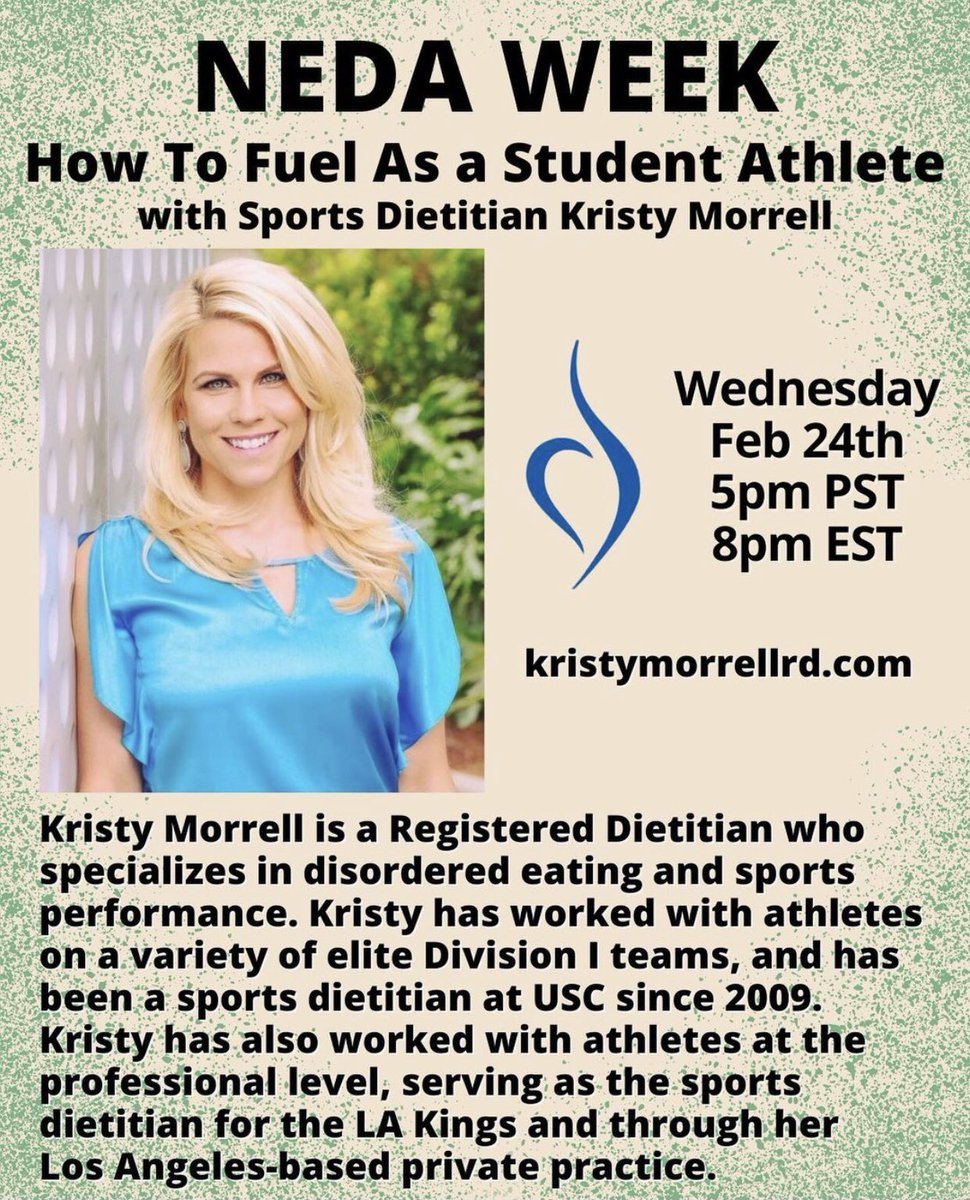 hidden_opponent's tweet image. Don’t miss our next #NEDAwarenessِWeek event tonight with Sports Dietician Kristy Morrell 💚💪🏼