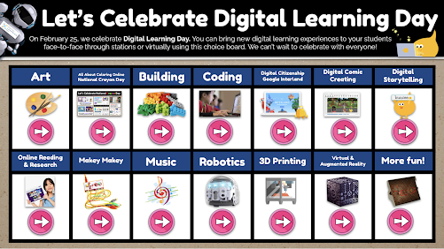 shannonmmiller's tweet photo. Digital Learning Day Is This Tomorrow, Friends. 🎉🎉🎉

Here Are 14 NEW #DLDay Stations To Do With Your Students At School or Remotely! 😊

https://t.co/p153wDvded #digitallearningday #futureready #futurereadylibs #tlchat #edchat #edtech #ISTELib #vanmeter #librarylife https://t.co/Klj9onitmt