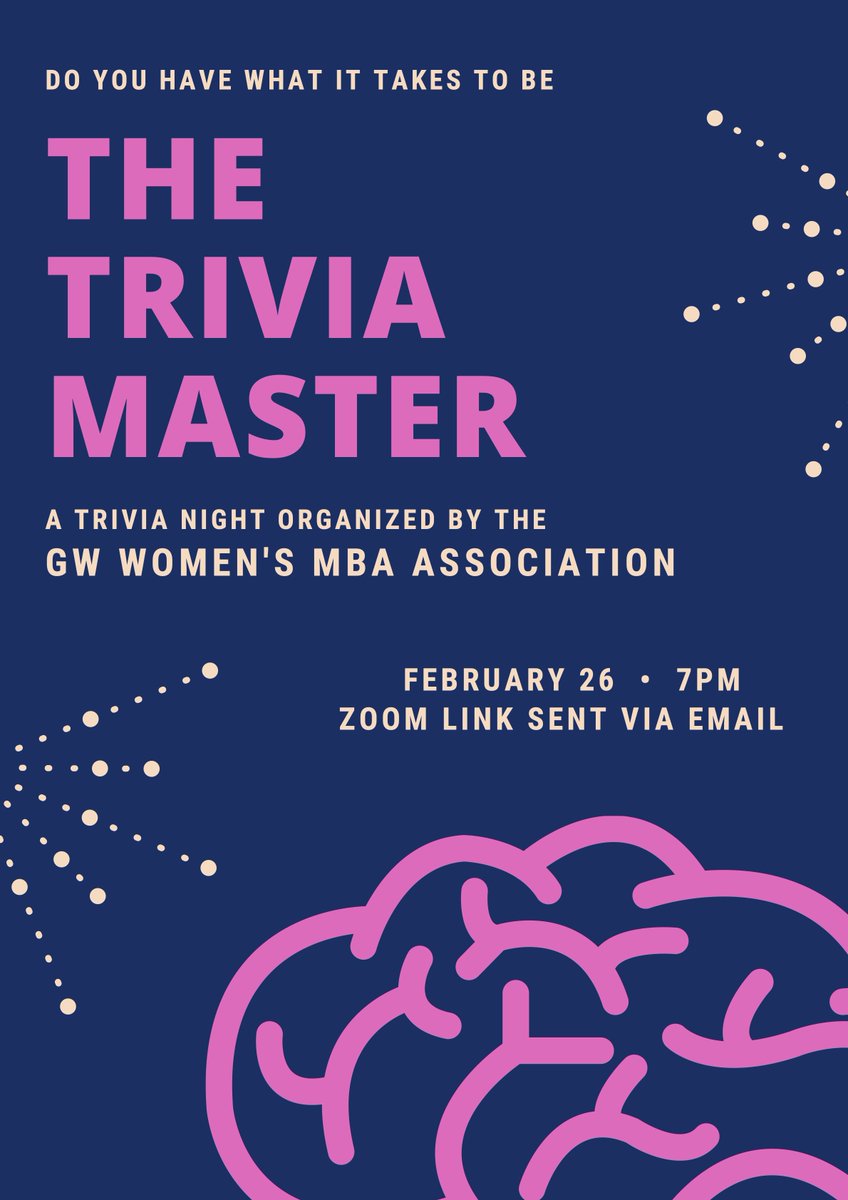 Do you like trivia? Then don't miss the GW Women's MBA Association's upcoming trivia night! Email pujapatel@gwmail.gwu.edu for details.