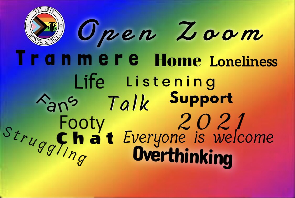 Rover&Out ! (@roverandout) on Twitter photo 🗣On Thursday 25th February, Rover&Out! are hosting an Open Zoom, 7pm start. You can just listen & chat about anything. 
Drop in & say hi.
💭It's just good to talk, listen & know there's someone there, to talk footy, talk home, talk about what matters to you. 🗣On Thursday 25th February, Rover&Out! are hosting an Open Zoom, 7pm start. You can just listen & chat about anything. 
Drop in & say hi.
💭It's just good to talk, listen & know there's someone there, to talk footy, talk home, talk about what matters to you.