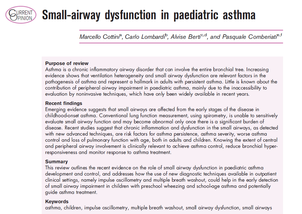 pascomber's tweet photo. β‘οΈBeyond #FEV1: my latest review article on #small_airway dysfunction in #children with #asthma and new lung function tests #impulseOscillometry. Here is the link: https://t.co/MjEJX5Frsb https://t.co/a17ZET41hY