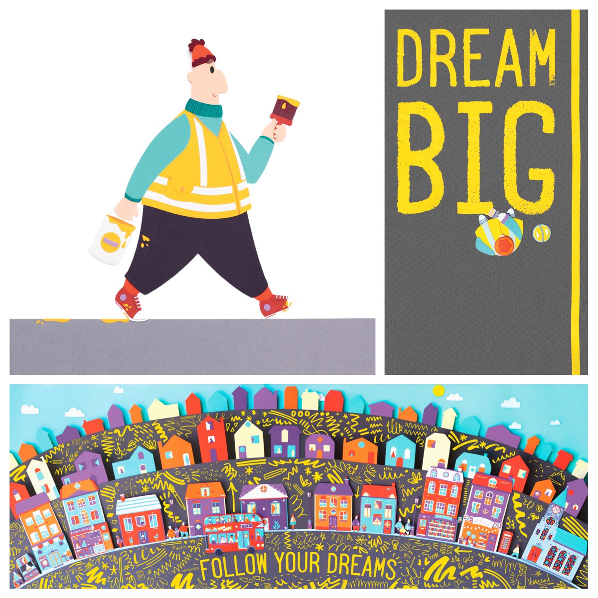 High-Vis Vincent is the story of a big man, with big dreams, and a big pot of yellow paint. When Vincent gets bored of painting the words ‘bus stop’ on the side of the road, he decides to write something a bit more hopeful instead... #CBNPitch2021 #Scot #Picturebook <a href="/books_north/">Children’s Books North Network</a>