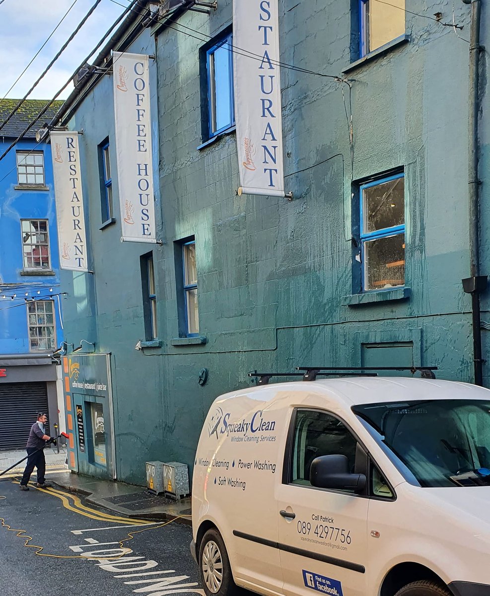 cappuccinosWex's tweet photo. Thank you Paud from Squeeky Clean for doing a squeeky clean job on our windows &amp; building facia last week! 😎😷😎 #Wexford #Cafe #TakeAway #StaySafe https://t.co/uFj6CcQOlz