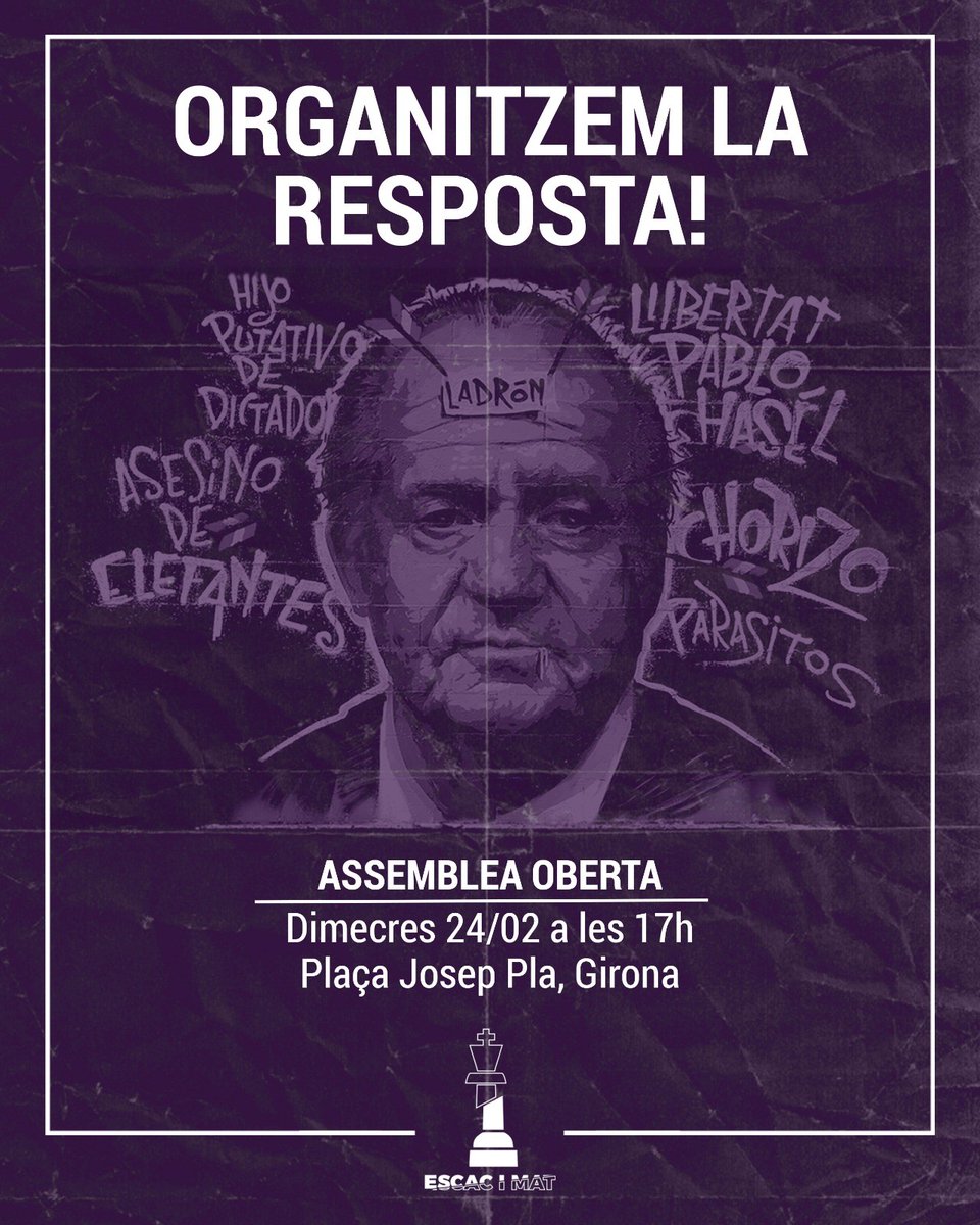 📣 Recordem que avui hi ha assemblea oberta a la Plaça Josep Pla de Girona per poder organitzar la resposta! ✊