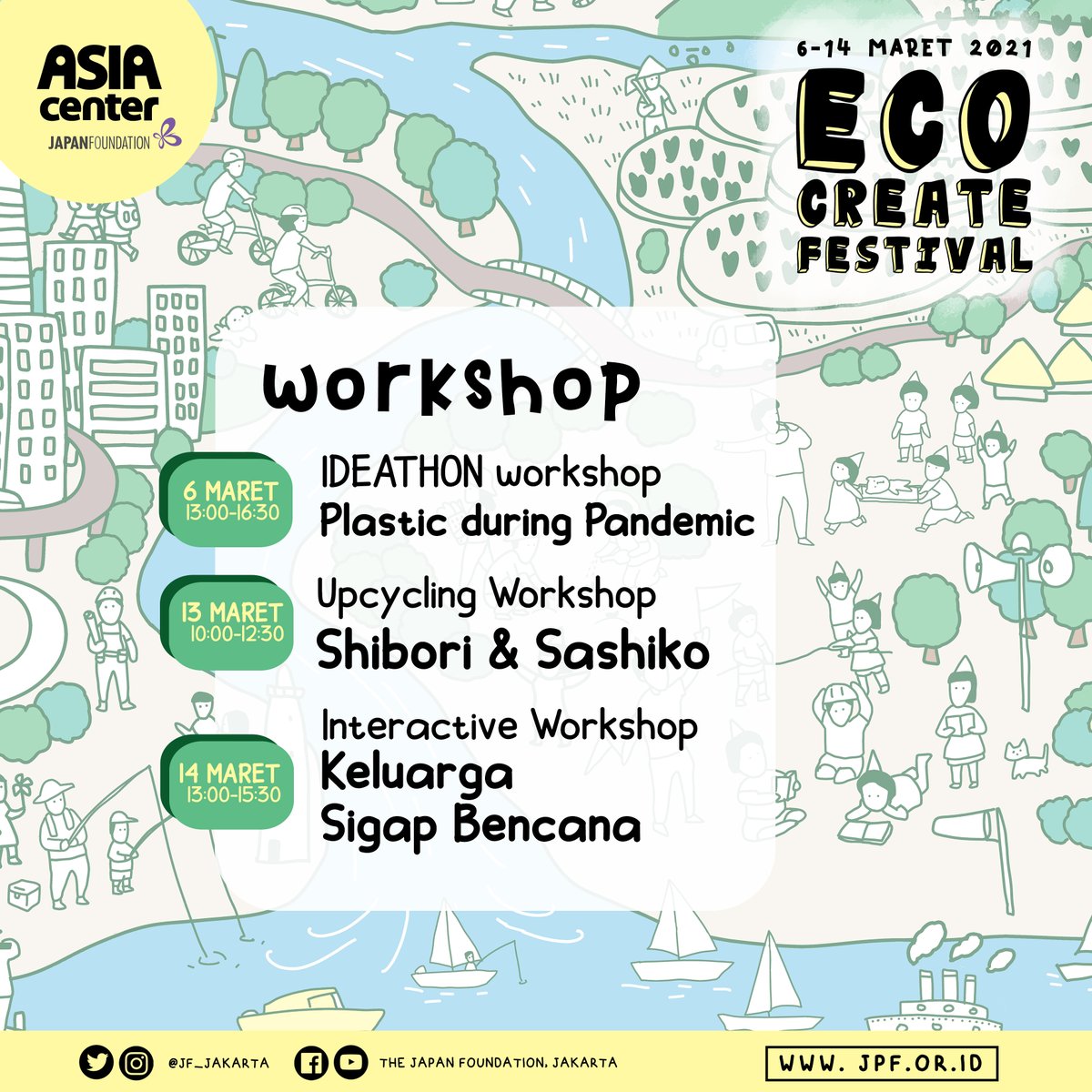 JF_Jakarta's tweet photo. Halo Sahabat JF!
.
The Japan Foundation, Jakarta, bersama dengan para alumni HANDs! Project dari Indonesia berkolaborasi untuk mengadakan EcoCreate Festival! Festival selama satu minggu yang didesain khusus untuk belajar tentang lingkungan dan isu-isu kebencanaan. https://t.co/uvQ75Bfs4E