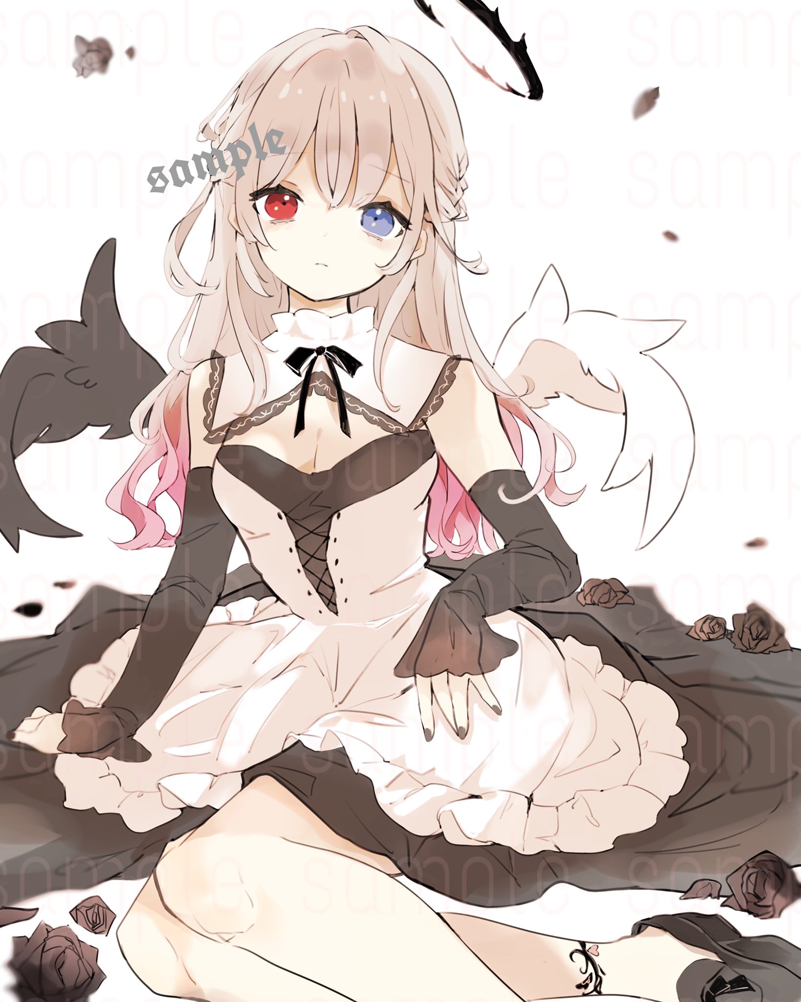 Yuri ミコ໒ さん Sqkc H の抽選依頼に当たってイラスト描いてもらった 元々のコテキャラちゃんと新しく思いついた 堕天使ちゃん 堕天使ちゃんの洋服はデザインお任せで描いてもらったら凄い可愛い 艸 どれもこれもお気に入りで大切に使います