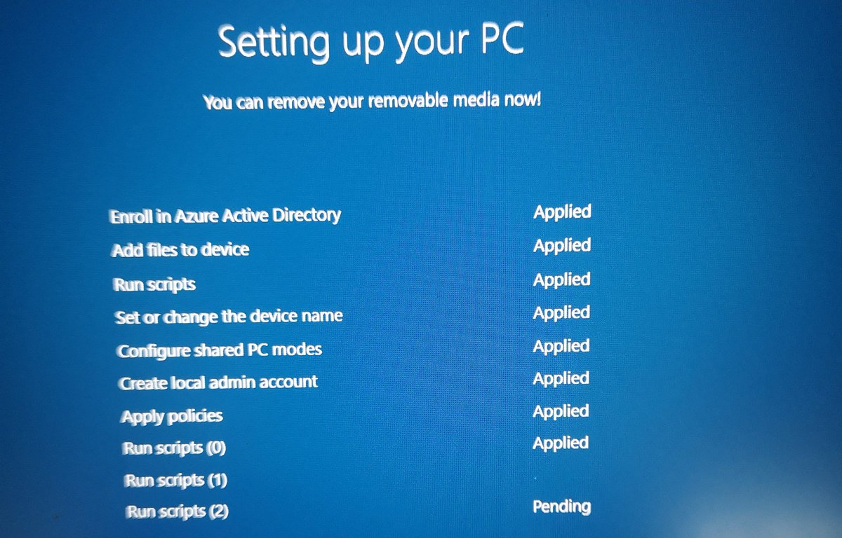tmacardail's tweet photo. And we are back... #Windows10 #WICD #AzureAD #PPKG https://t.co/fgUELEdY1k