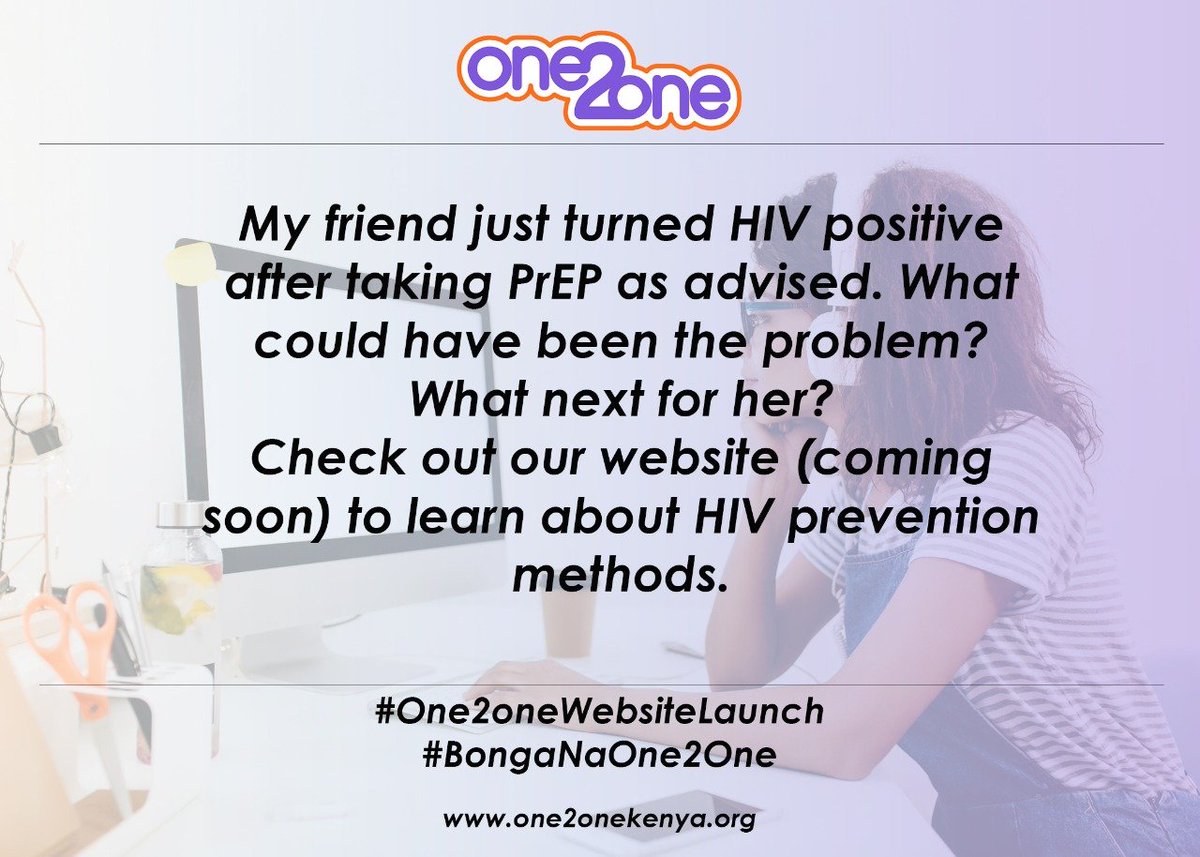 whenitrains12's tweet photo. Do you know what PrEP is? And how or when it should be taken? Well, the website offers all the HIV prevention methods,the dos and don'ts. Tell a friend it's coming this Friday
#BongaNaOne2One 
#One2oneWebsiteLaunch 
@StandardKenya 
@Tuko_co_ke 
@SafaricomPLC 
@rhnkorg 
@MOH_Kenya https://t.co/p139JFAOck