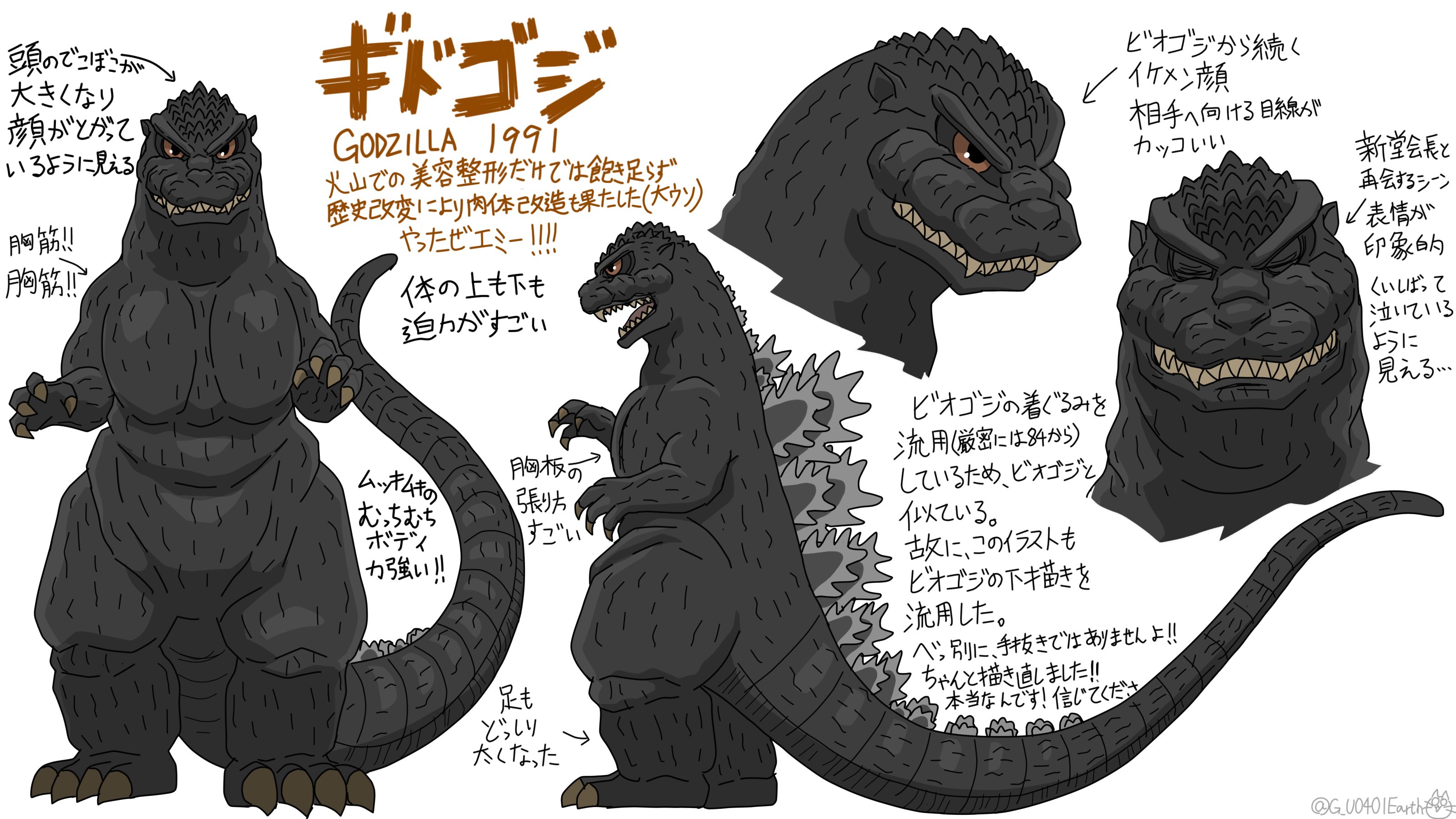 猫怪獣ノラ ゴジラのデフォルメイラスト練習 Vsシリーズのゴジラが 揃いました こうして書いていると同じ世界観の同じ ゴジラでもかなりデザインの遷移があることが分かって勉強になりますね 1 2 T Co Vr41io1bda Twitter
