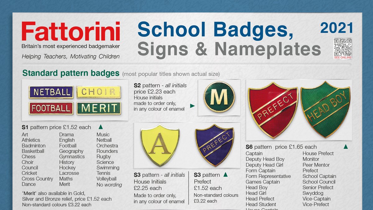 Fattorini Schools Brochure 2021

#SchoolBadges Signs and Nameplates, with pricing and ordering details - 2021 edition  - click the link to view online or download.

indd.adobe.com/view/3433865b-…