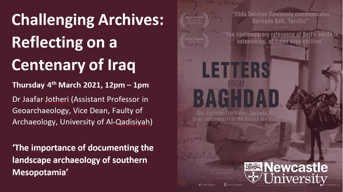Day 4 of 'Challenging Archives: Reflecting on the Centenary of Iraq'!

Join us at 12pm as Dr Jaafar Jotheri discusses 'The importance of documenting the landscape archaeology of southern Mesopotamia'!

Interested? Complete this form for the Zoom info: bit.ly/3pvNWX3