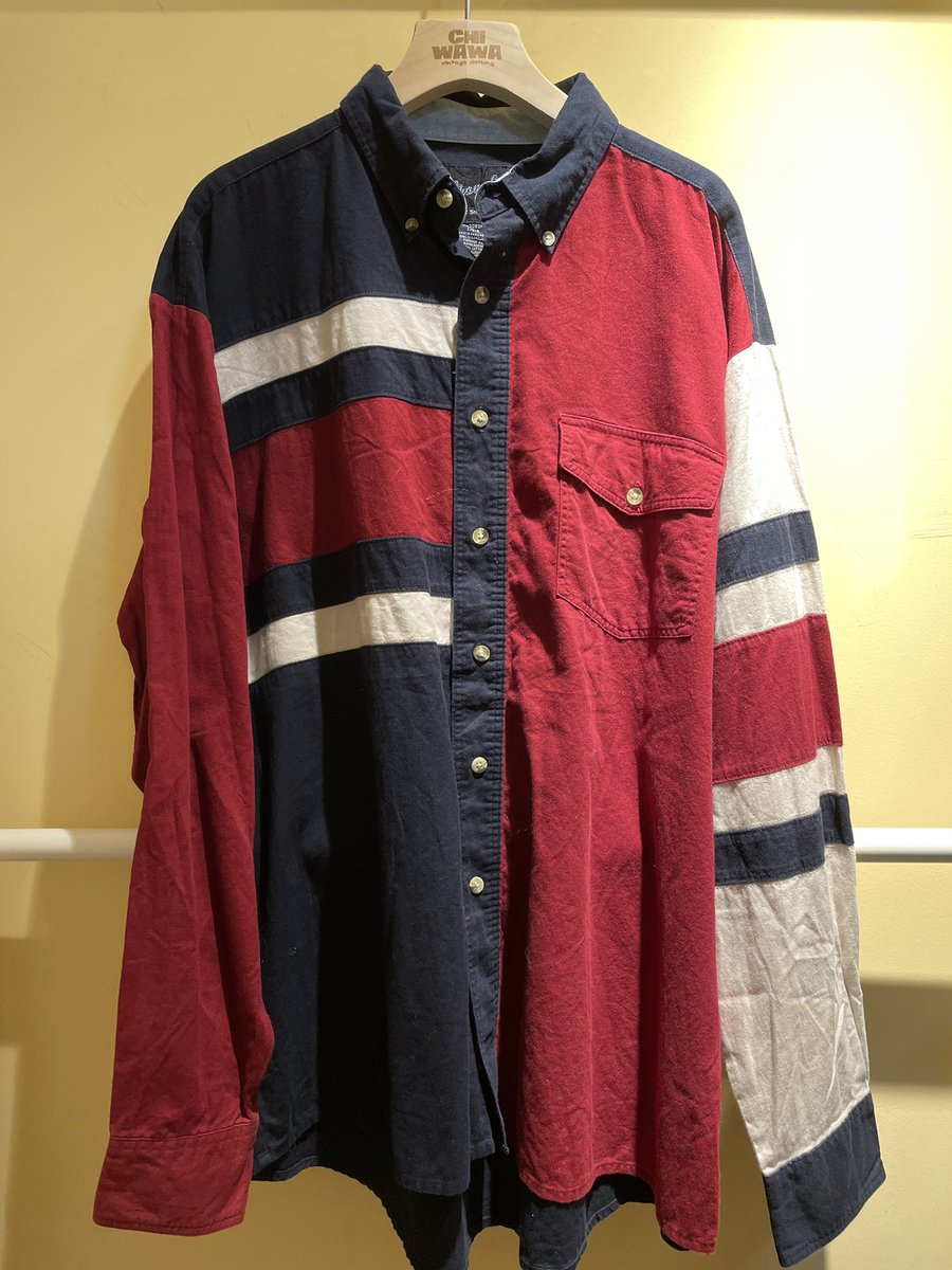 CHIWAWAVINTAGE's tweet image. western 復古拼接長袖襯衫

衣長：80
肩寬：54
胸圍：60
袖長：62.5