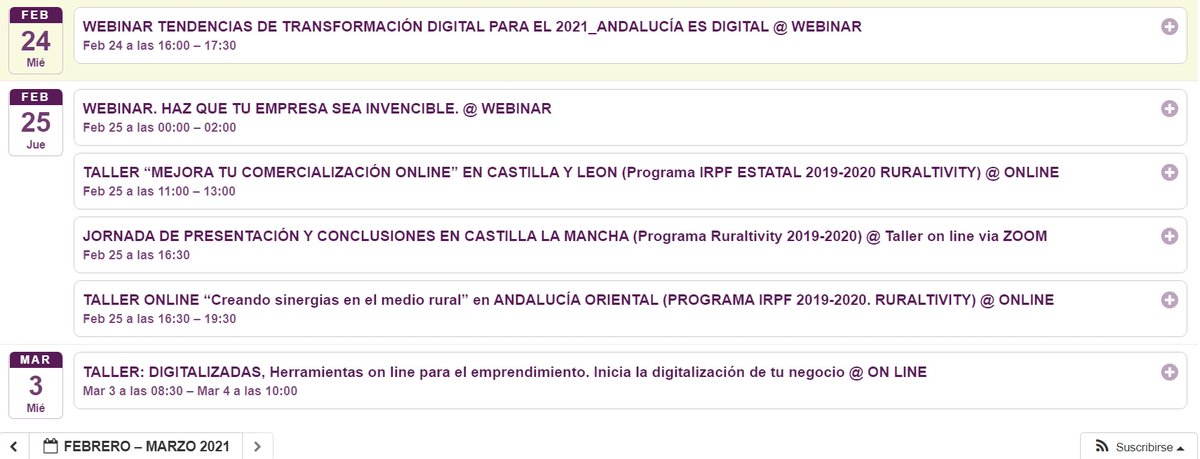 FademurMurcia's tweet photo. ¿Sabías que en #Ruraltivity tenemos un #calendario de #eventos? Así puedes estar informad@ de diferentes webinars, cursos, jornadas... y otras actividades para facilitar tu #emprendimiento
Entra e infórmate 👉 https://t.co/Oa4FF2YBQP https://t.co/ZSm6gKAXxC