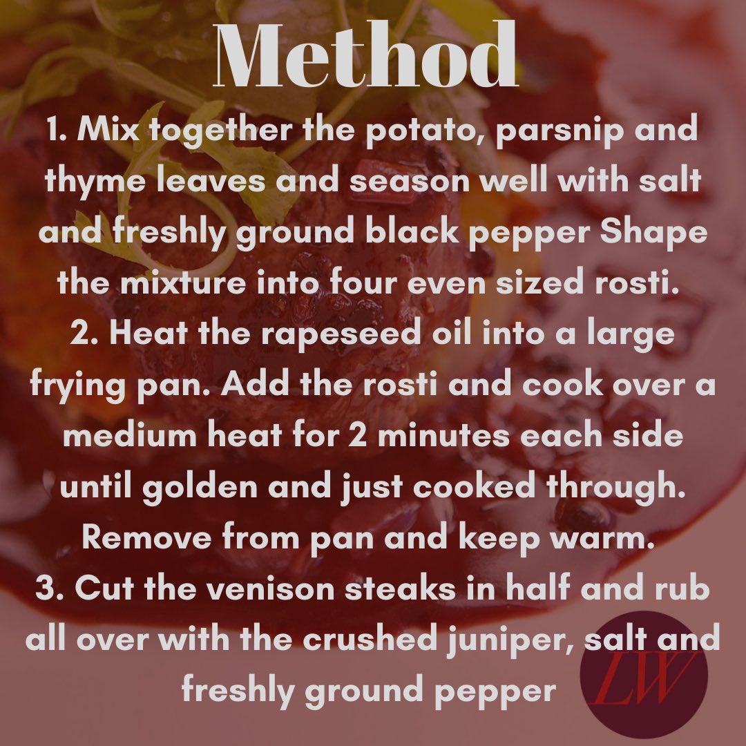LWCookerySchool's tweet photo. Pan Fried Venison
Try out this heavenly venison dish with an array of herbs and port wine sauce
#venison #thyme #juniper #lwcs https://t.co/BCAxN6GNGk