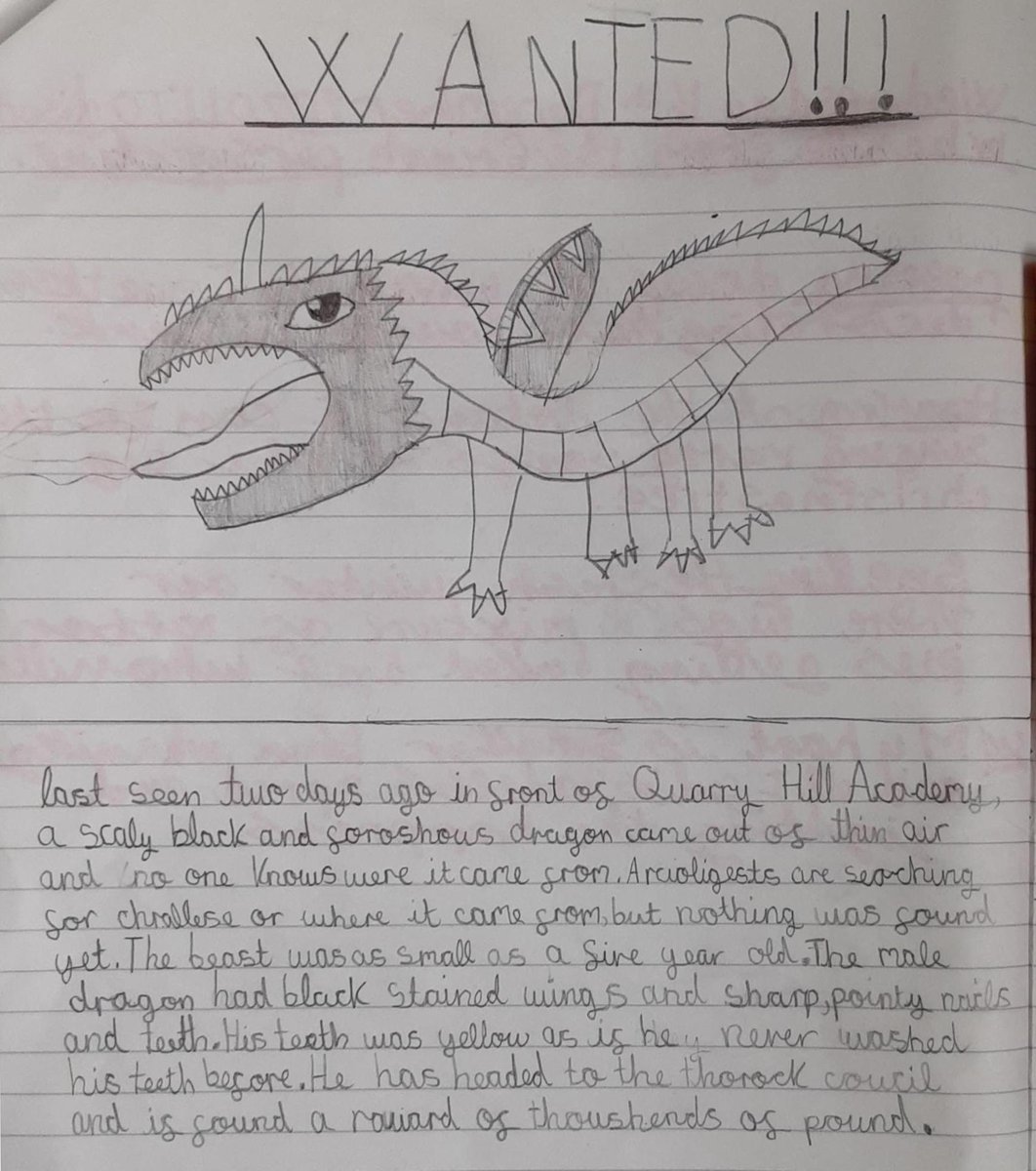 OrnerMiss's tweet photo. Year 3 are still appealing for any witnesses who may have seen the elusive dragon that was spotted at @QHAThurrock on Monday! We have now created posters detailing some more information! 🐉 @MrsWonderling https://t.co/bnGIszHQRm