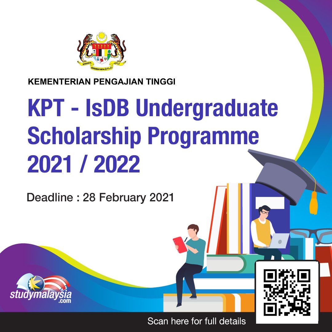 KPT - IsDB Undergraduate Scholarship Programme 2021 / 2022

Deadline: 28 February 2021
Apply now: bit.ly/3km7MDk
#scholarship #biasiswa #IsDBScholarship