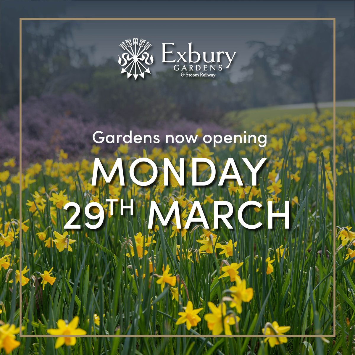 exburygardens's tweet photo. Following the Prime Minister’s address on Monday evening, Exbury Gardens will now open to the public for the spring season on Monday 29th March. Exbury’s steam railway will open on Monday 12th April, in line with government guidance. #springopening #lockdowneasing #lockdown2021 https://t.co/W2tgpELCvo