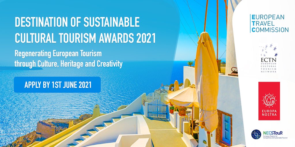 NECSTouR's tweet photo. 📢 Cultural Tourism Awards 2021
⏰Apply by 1st June 👉https://t.co/hNb1Rr6dsf
Focus 2021: Regenerating #EUTourism through #Culture, #Heritage #Creativity
Partners: @ectn_eu @europanostra @ETC_Corporate @NECSTouR
#EUYearofRail #CreativeEconomy2021 @EuropeCult @CreativTourism https://t.co/OJbaHUaOxY
