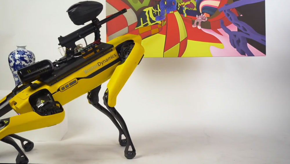 S4G_de's tweet photo. Heute ab 19 Uhr könnt ihr einen mit Paintball-Pistole ausgerüsteten Spot Mini in einer Kunstgalerie fernsteuern. #bostondynamics #spotmini
https://t.co/4ce1k0LzBg https://t.co/zAfNJiB1vw