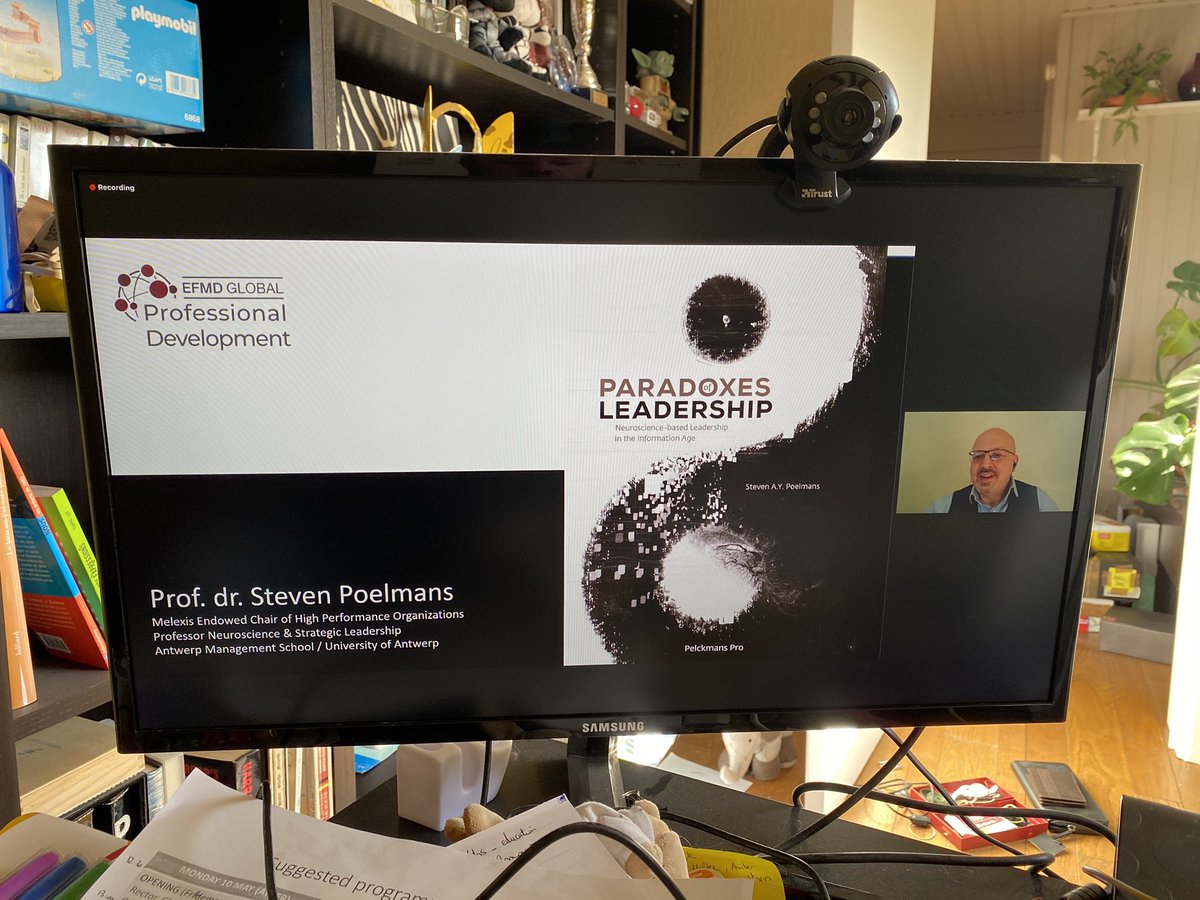 jeanalexis_JAS's tweet photo. Now attending the #EFMDprofdev webinar « Paradoxes of #Leadership - #Neuroscience-based leadership in the #InformationAge » based on @StevenPoelmans’ latest book with @Bruce_Fecheyr moderated by @HendrikLohseOX
How does stress influence our capability to be a leader ? https://t.co/Tdyvr1qeAD